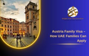 Austria city street with horse-carriage at sunset, used for Austria family visa guide for UAE residents